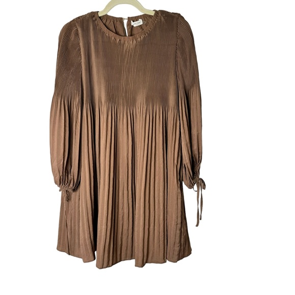 Mustard Seed Dresses Mustard Seed Accordion Pleated Copper Brown
